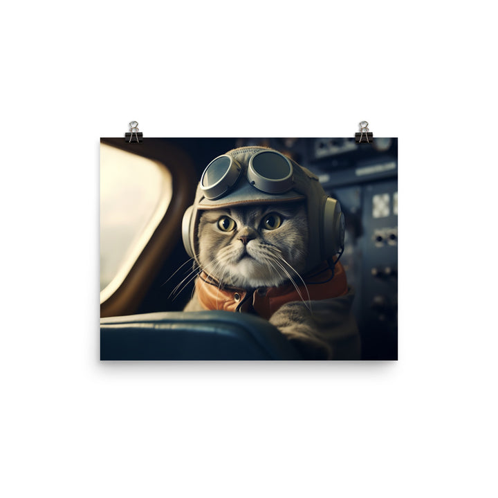 Scottish Fold Pilot Photo paper poster - PosterfyAI.com