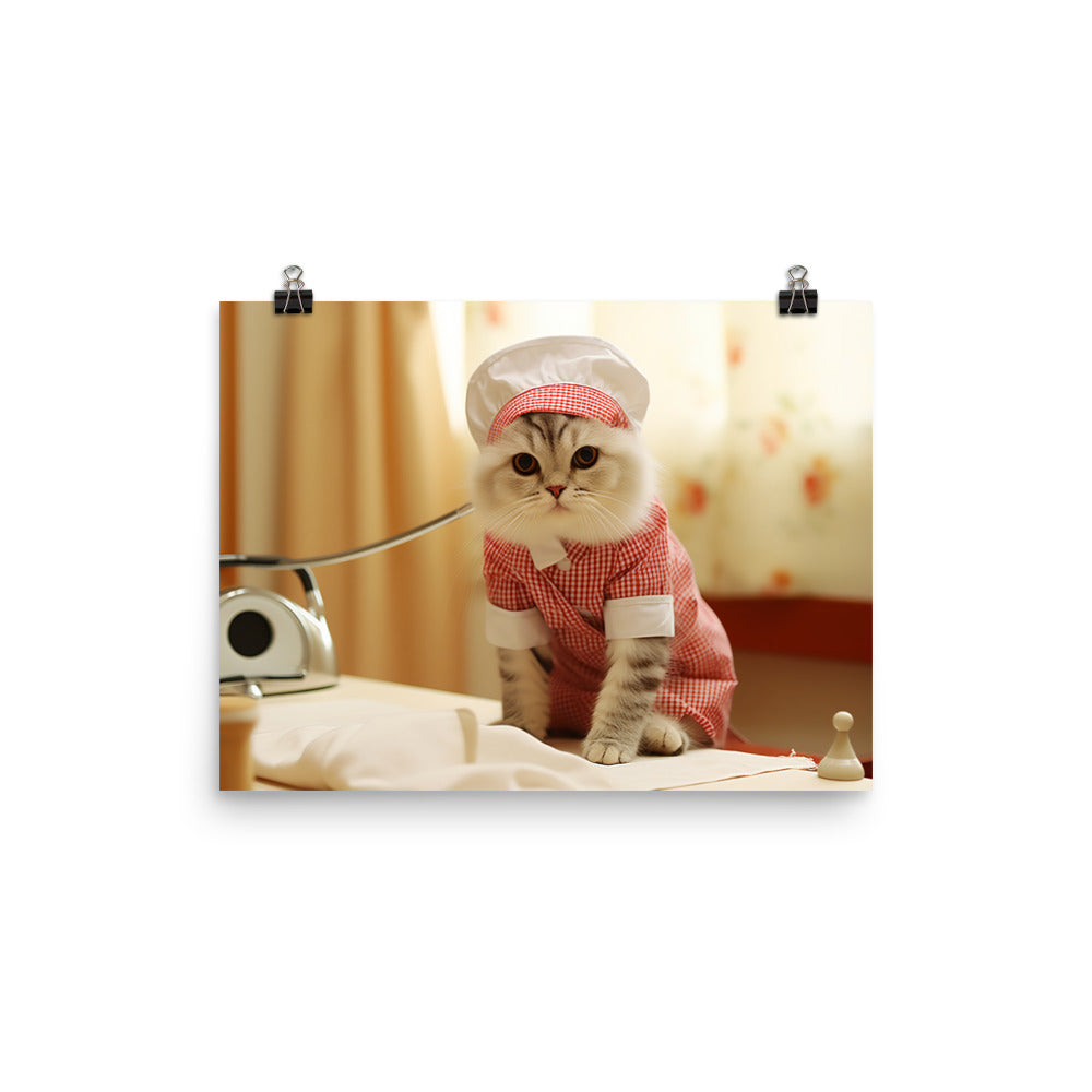 Scottish Fold Nurse Photo paper poster - PosterfyAI.com