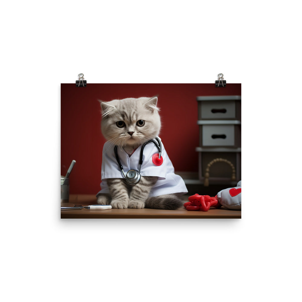 Scottish Fold Nurse Photo paper poster - PosterfyAI.com