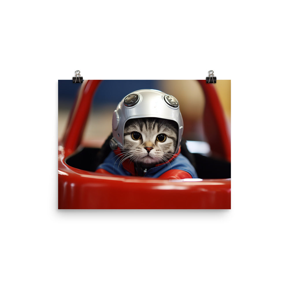 Scottish Fold Motorsport Athlete Photo paper poster - PosterfyAI.com