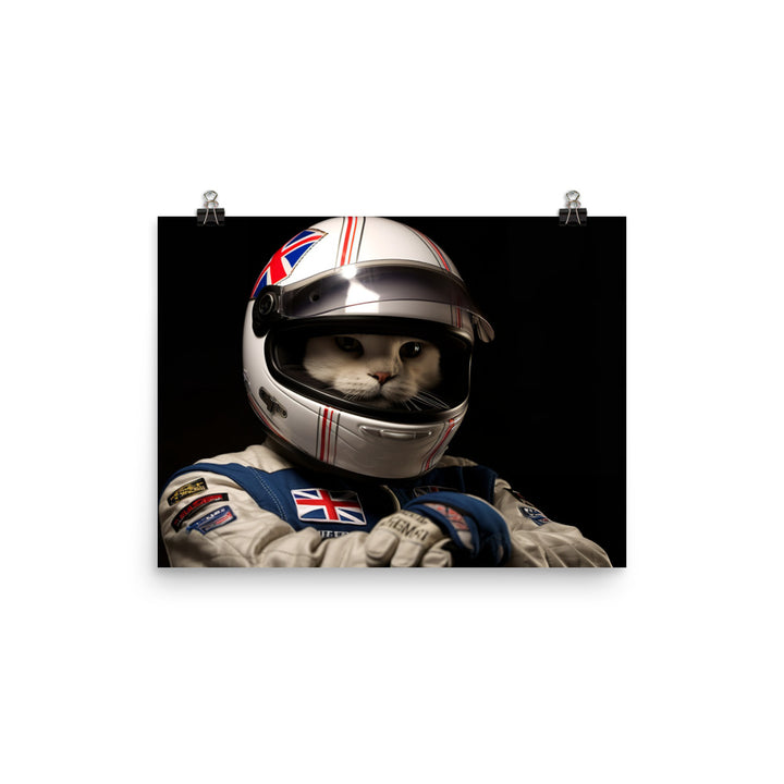 Scottish Fold Motorsport Athlete Photo paper poster - PosterfyAI.com