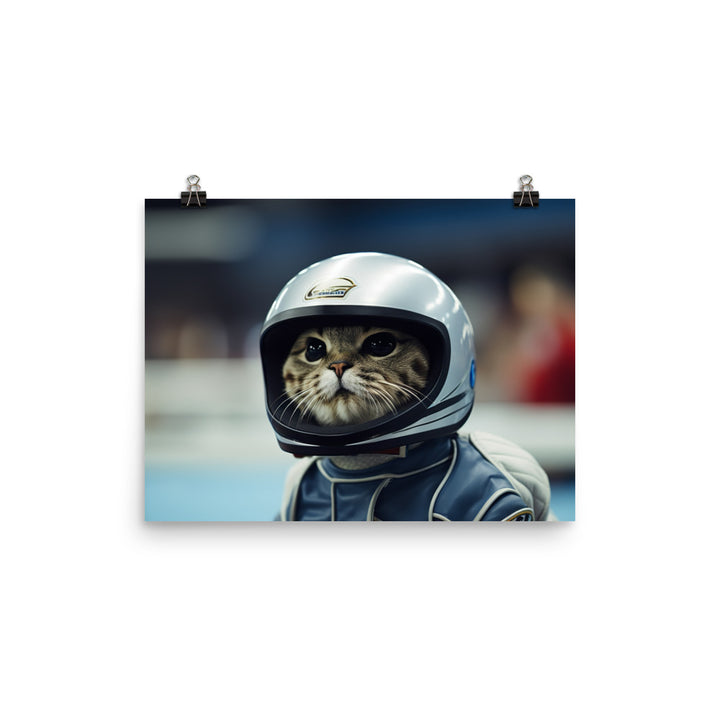 Scottish Fold Motorsport Athlete Photo paper poster - PosterfyAI.com