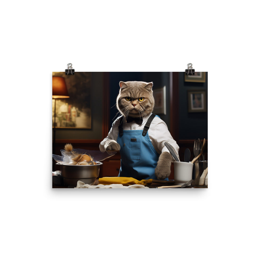 Scottish Fold Janitor Photo paper poster - PosterfyAI.com