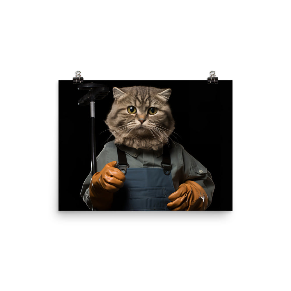 Scottish Fold Janitor Photo paper poster - PosterfyAI.com