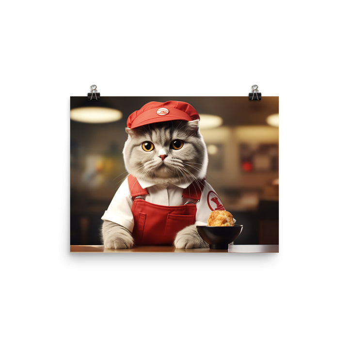 Scottish Fold Fast Food Crew Photo paper poster - PosterfyAI.com