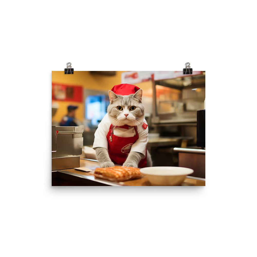 Scottish Fold Fast Food Crew Photo paper poster - PosterfyAI.com