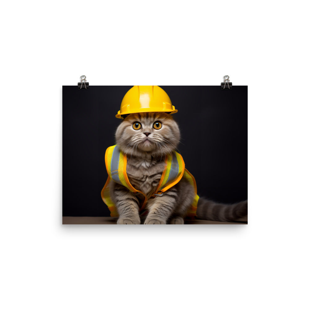 Scottish Fold Contractor Photo paper poster - PosterfyAI.com