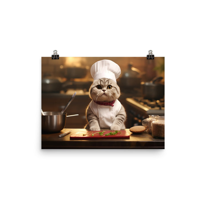 Scottish Fold Chef Photo paper poster - PosterfyAI.com