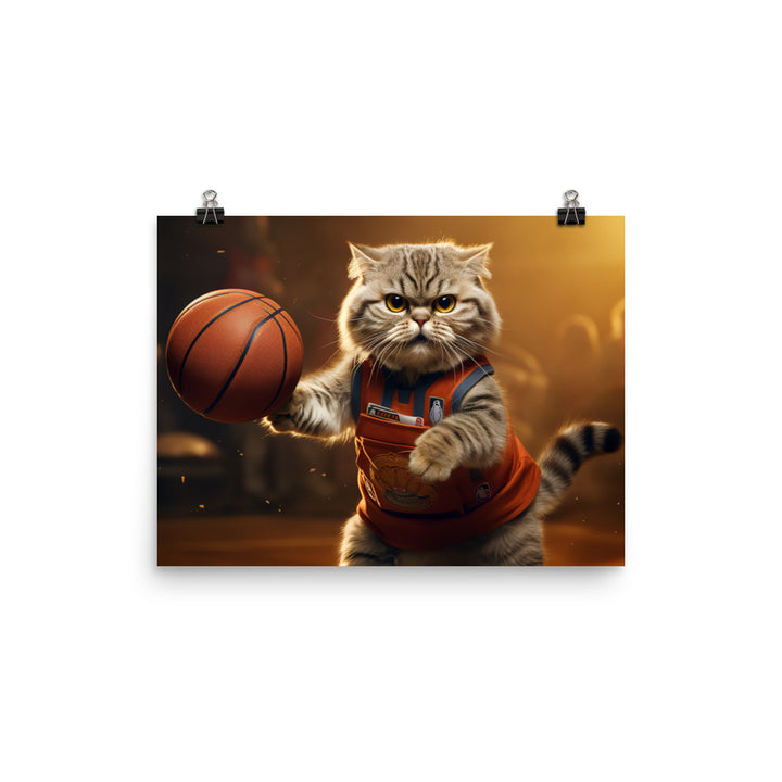 Scottish Fold Basketball Player Photo paper poster - PosterfyAI.com