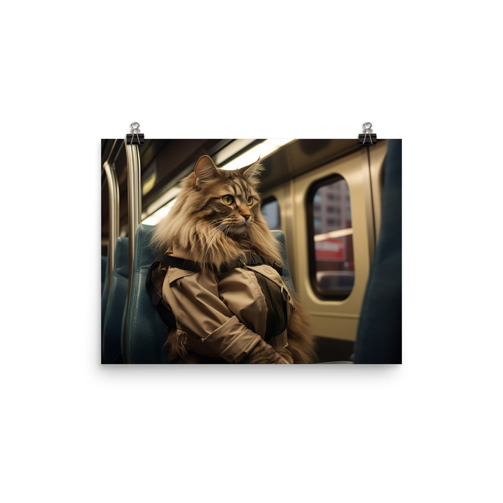 Maine Coon Transit Operator Photo paper poster - PosterfyAI.com