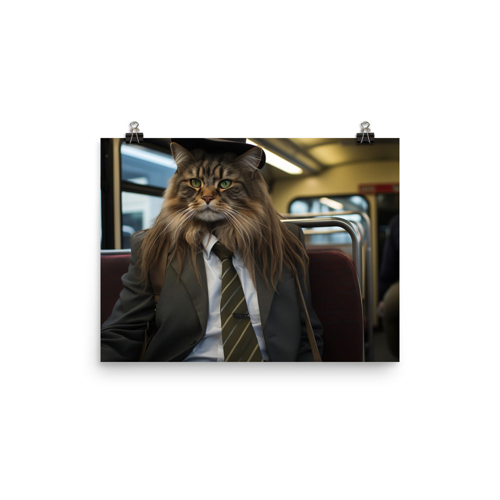 Maine Coon Transit Operator Photo paper poster - PosterfyAI.com