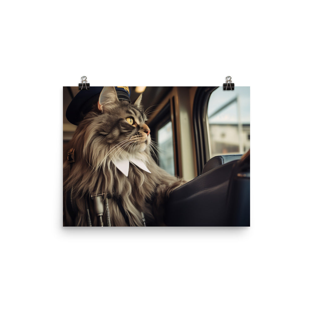 Maine Coon Transit Operator Photo paper poster - PosterfyAI.com