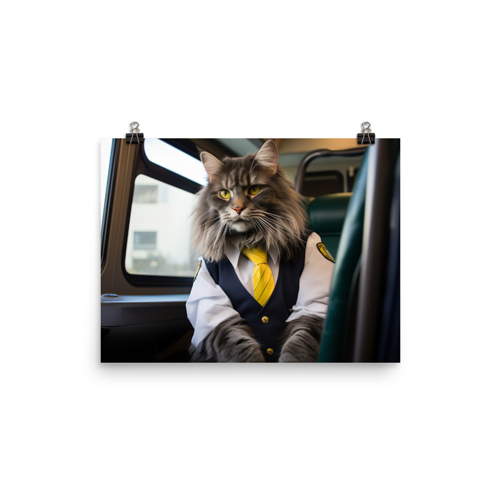 Maine Coon Transit Operator Photo paper poster - PosterfyAI.com