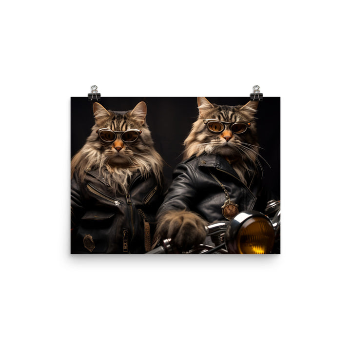 Maine Coon Superbike Athlete Photo paper poster - PosterfyAI.com