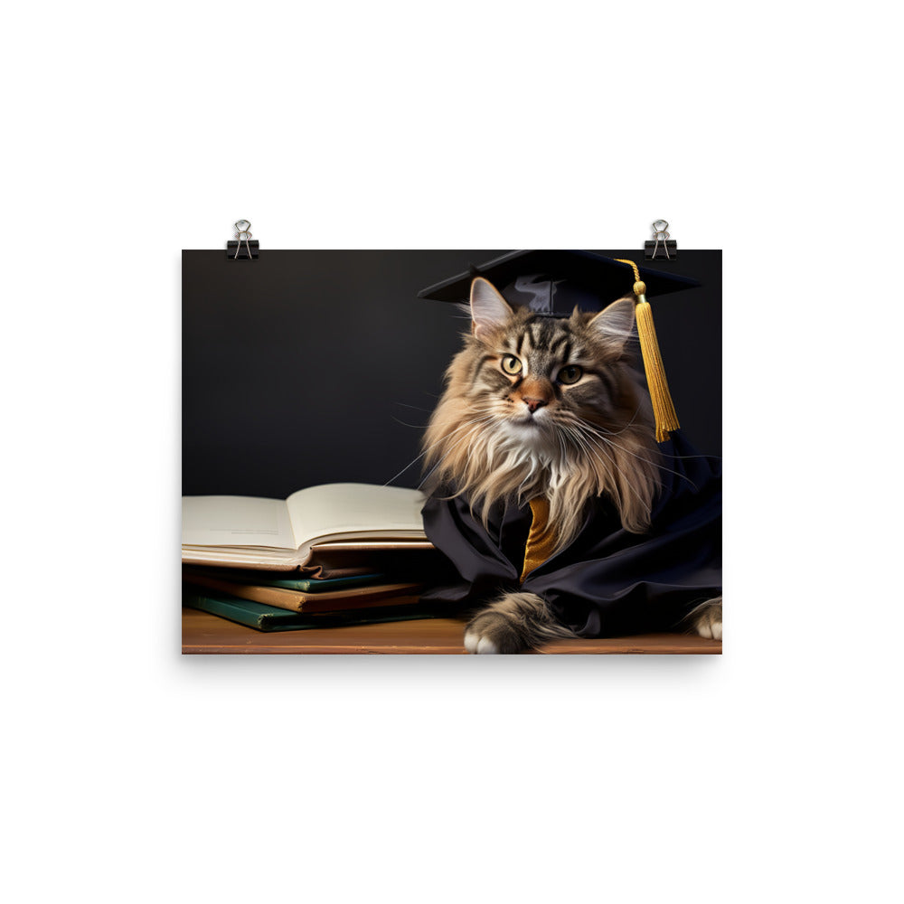 Maine Coon Student Photo paper poster - PosterfyAI.com