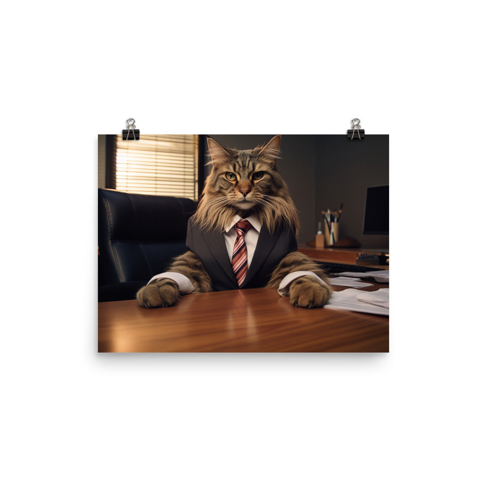 Maine Coon Sales Consultant Photo paper poster - PosterfyAI.com