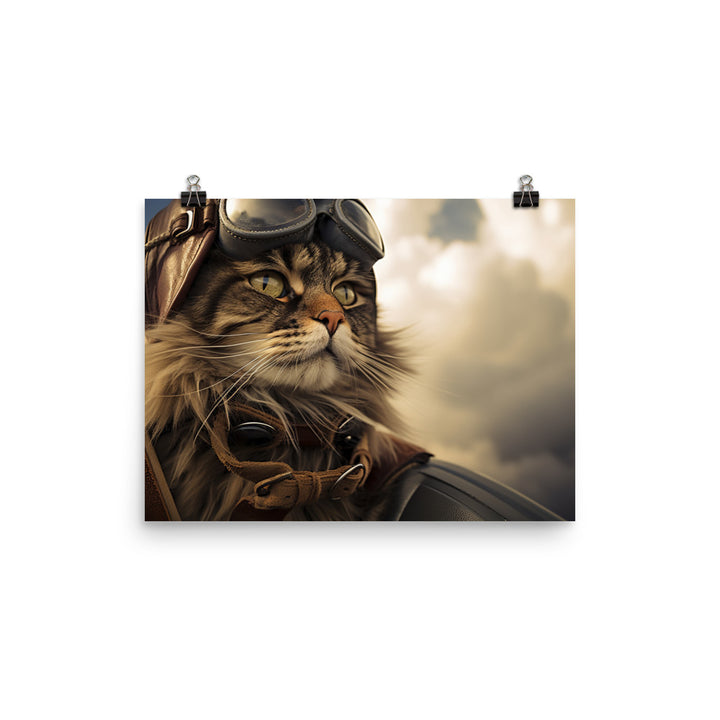 Maine Coon Pilot Photo paper poster - PosterfyAI.com