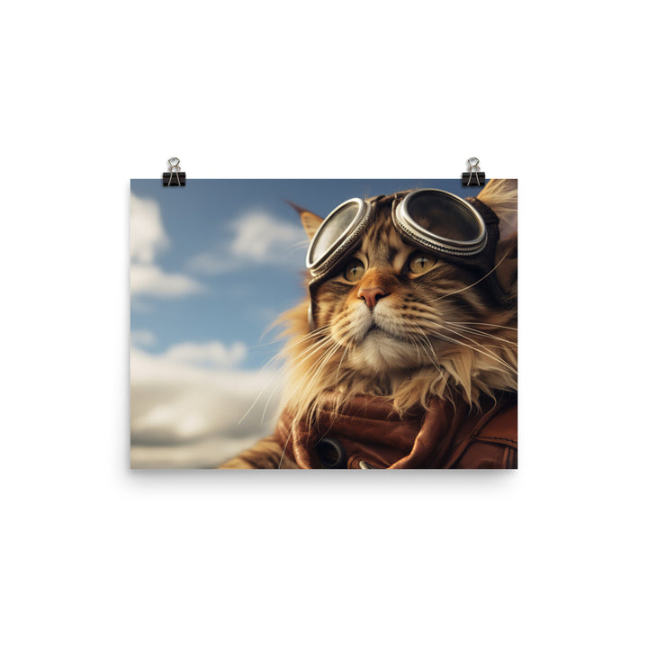 Maine Coon Pilot Photo paper poster - PosterfyAI.com