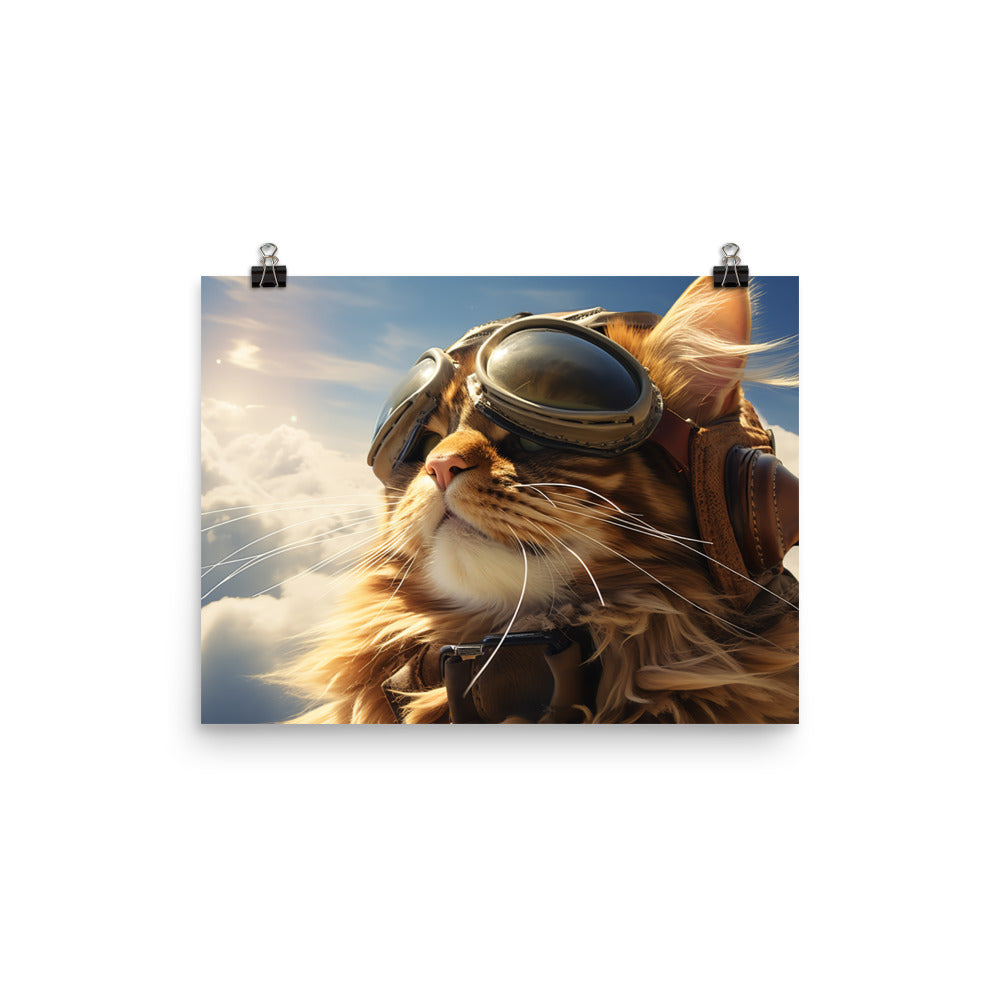 Maine Coon Pilot Photo paper poster - PosterfyAI.com