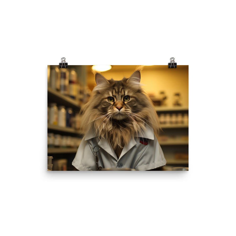 Maine Coon Pharmacist Photo paper poster - PosterfyAI.com