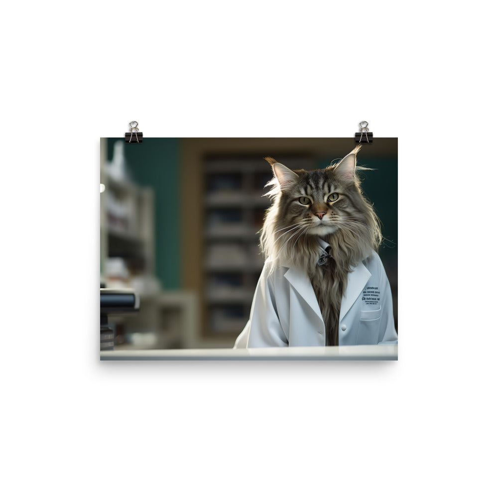 Maine Coon Pharmacist Photo paper poster - PosterfyAI.com