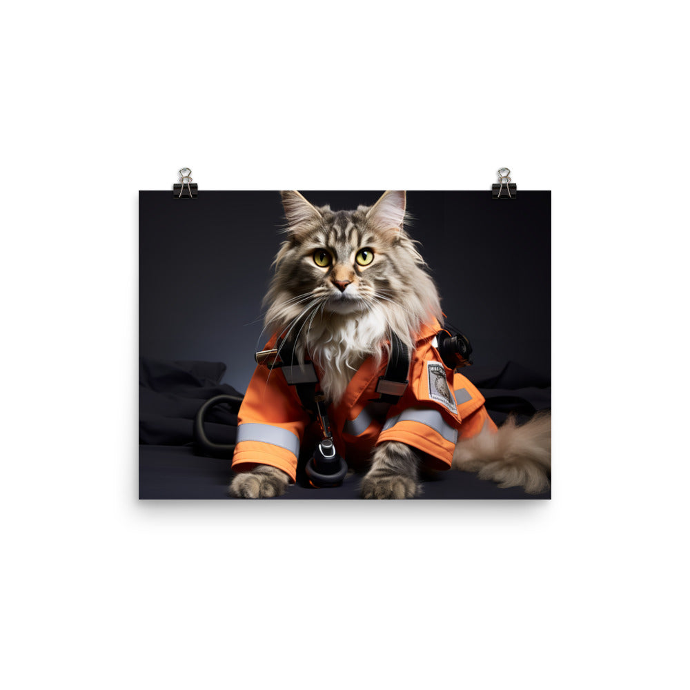 Maine Coon Paramedic Photo paper poster - PosterfyAI.com