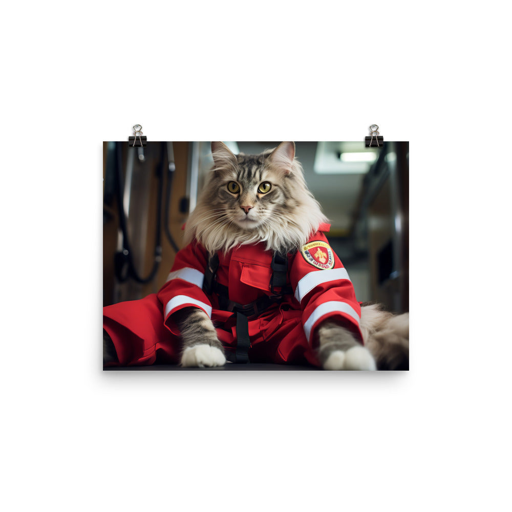 Maine Coon Paramedic Photo paper poster - PosterfyAI.com