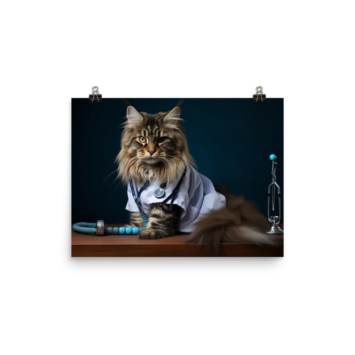 Maine Coon Nurse Photo paper poster - PosterfyAI.com