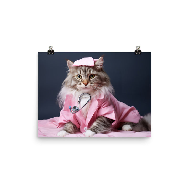 Maine Coon Nurse Photo paper poster - PosterfyAI.com