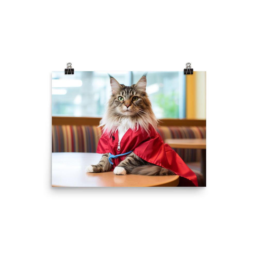 Maine Coon Nurse Photo paper poster - PosterfyAI.com