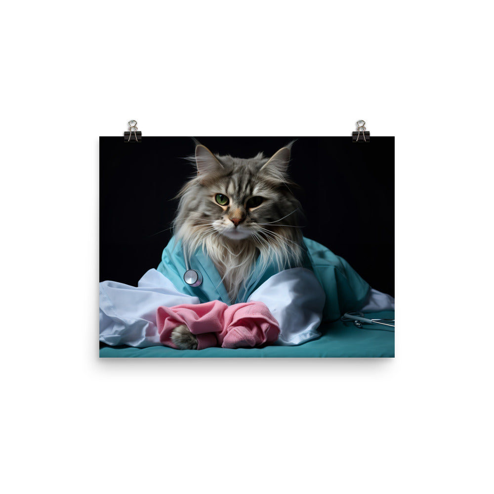 Maine Coon Nurse Photo paper poster - PosterfyAI.com