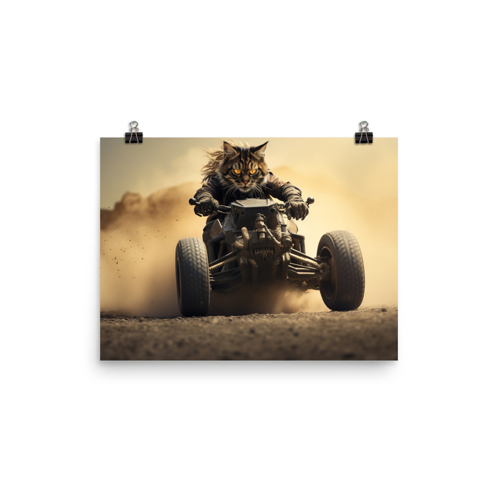 Maine Coon Motorsport Athlete Photo paper poster - PosterfyAI.com