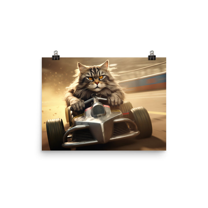 Maine Coon Motorsport Athlete Photo paper poster - PosterfyAI.com