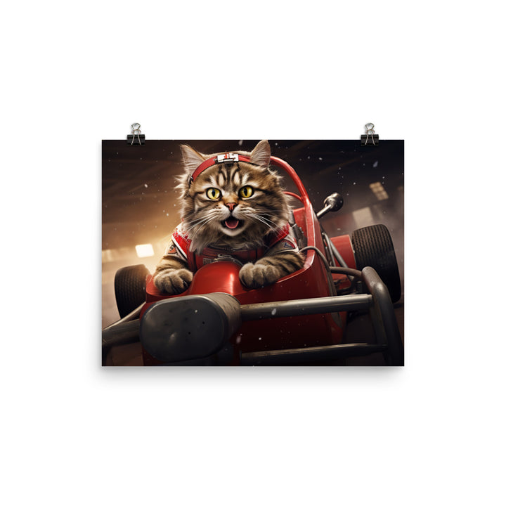 Maine Coon Motorsport Athlete Photo paper poster - PosterfyAI.com