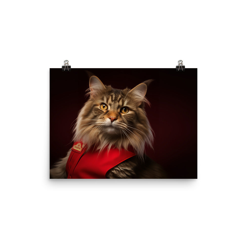 Maine Coon Fast Food Crew Photo paper poster - PosterfyAI.com