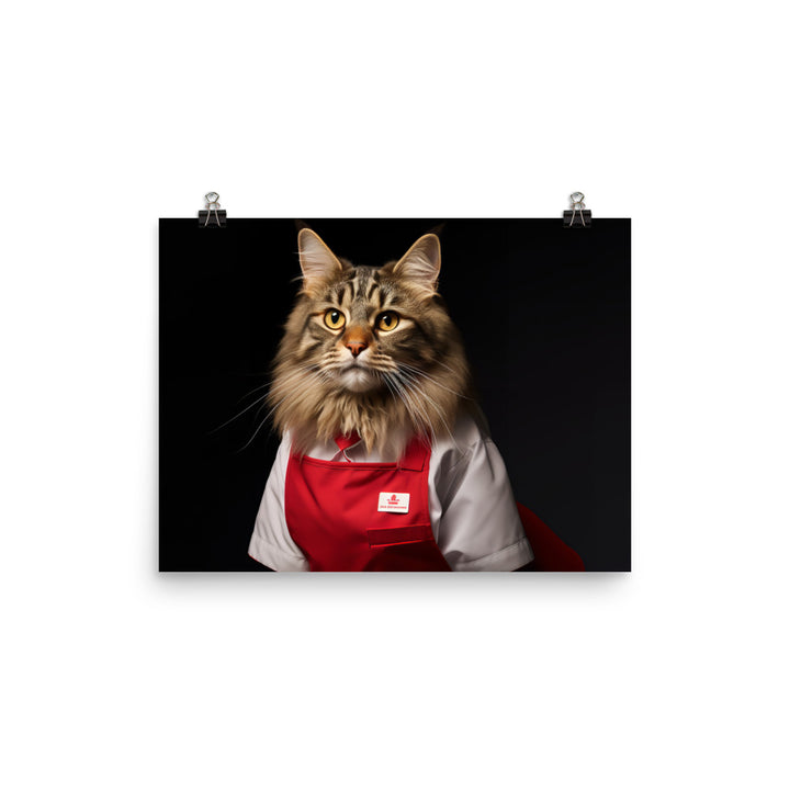 Maine Coon Fast Food Crew Photo paper poster - PosterfyAI.com