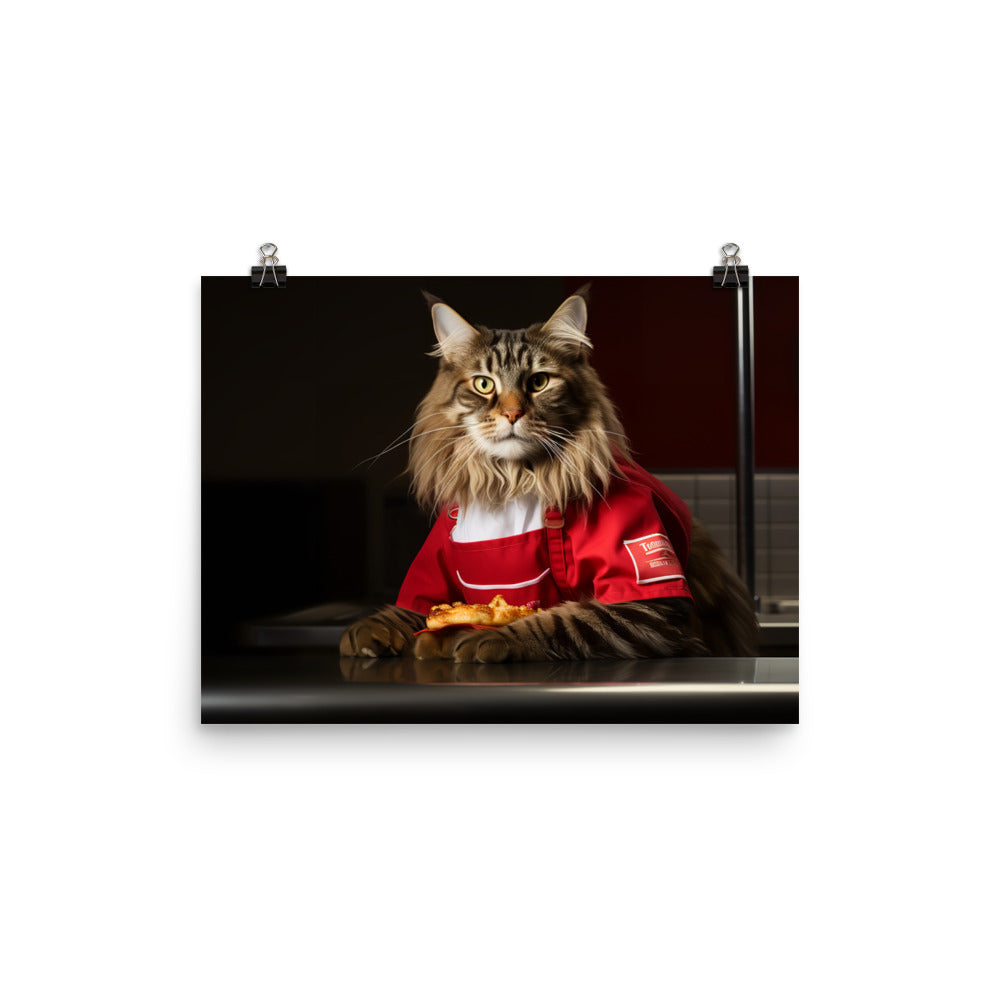 Maine Coon Fast Food Crew Photo paper poster - PosterfyAI.com