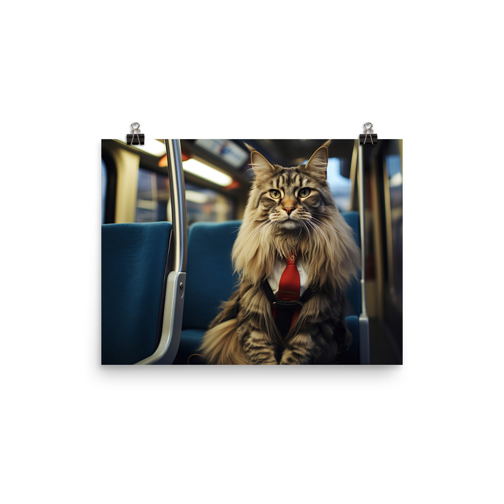 Maine Coon Transit Operator Photo paper poster - PosterfyAI.com