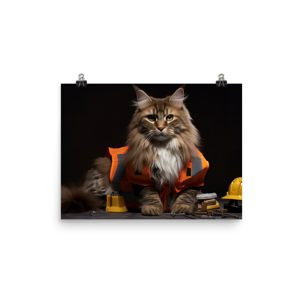 Maine Coon Contractor Photo paper poster - PosterfyAI.com