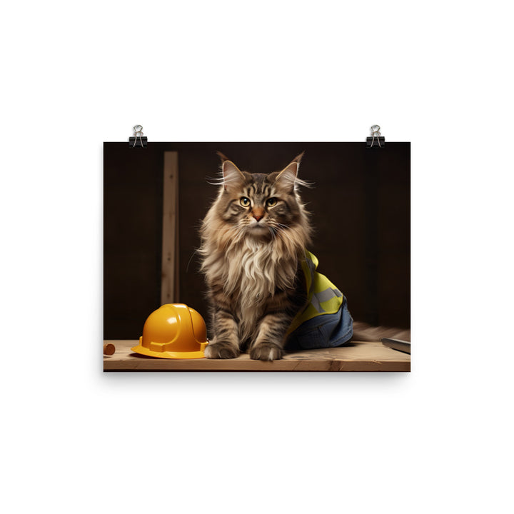 Maine Coon Contractor Photo paper poster - PosterfyAI.com