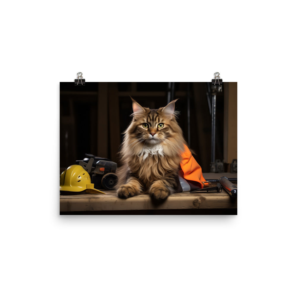 Maine Coon Contractor Photo paper poster - PosterfyAI.com