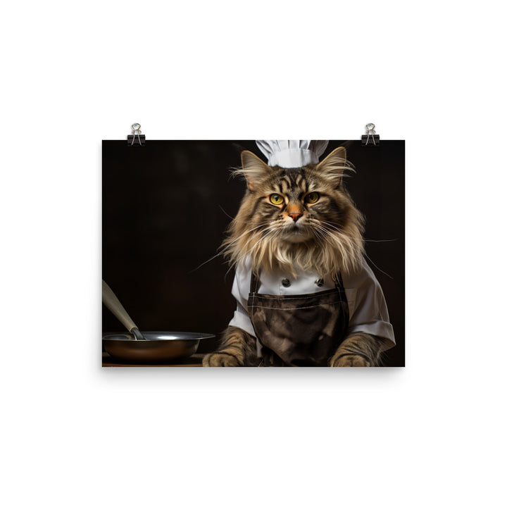 Maine Coon Chef Photo paper poster - PosterfyAI.com