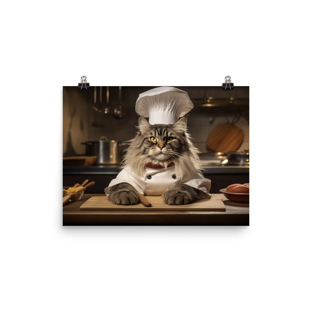 Maine Coon Chef Photo paper poster - PosterfyAI.com