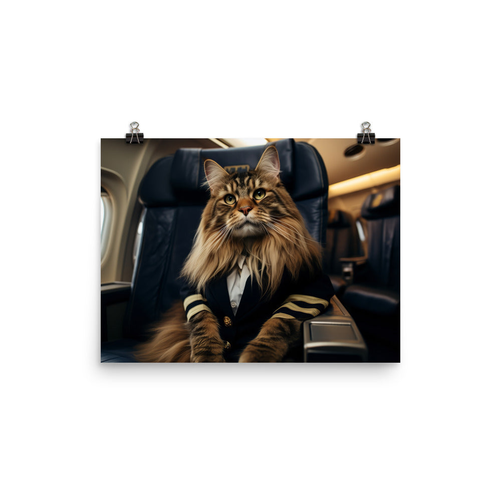 Maine Coon Pilot Photo paper poster - PosterfyAI.com