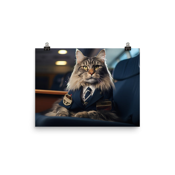 Maine Coon Pilot Photo paper poster - PosterfyAI.com