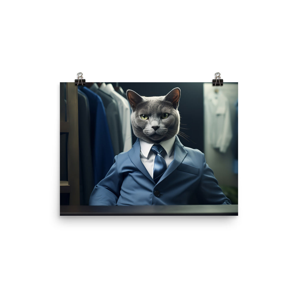 Russian Blue Sales Consultant Photo paper poster - PosterfyAI.com