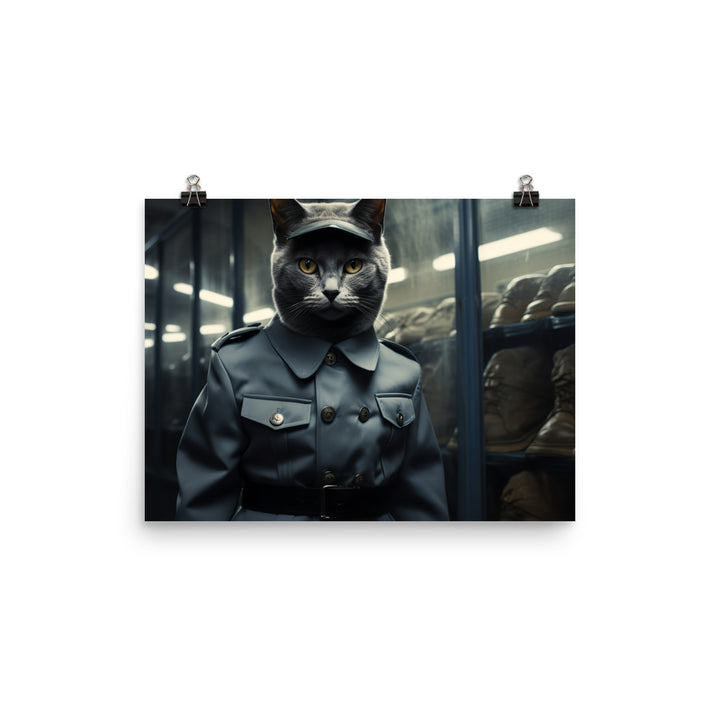 Russian Blue Prison Officer Photo paper poster - PosterfyAI.com