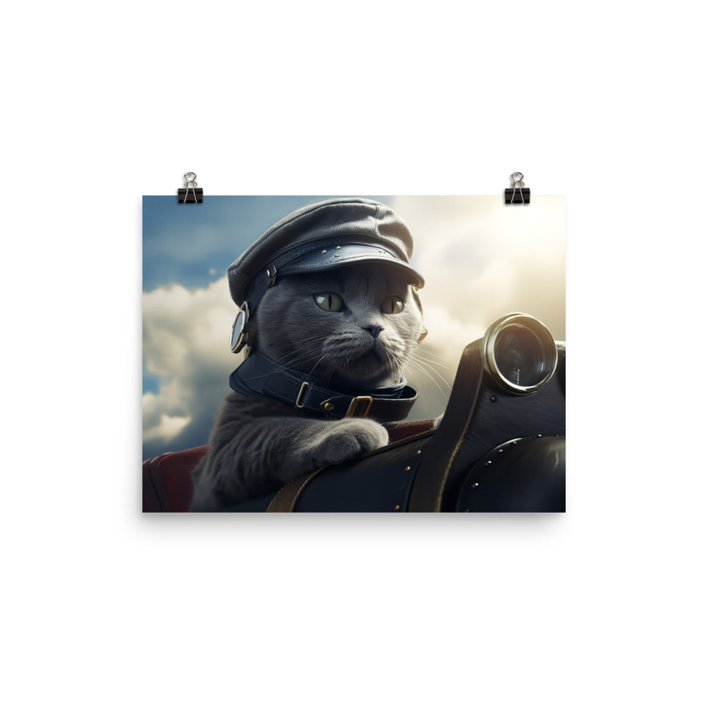 Russian Blue Pilot Photo paper poster - PosterfyAI.com