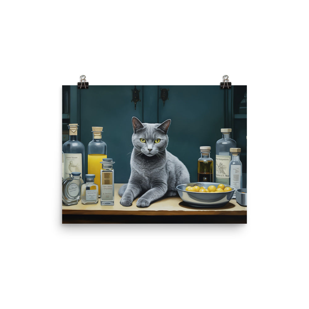 Russian Blue Pharmacist Photo paper poster - PosterfyAI.com