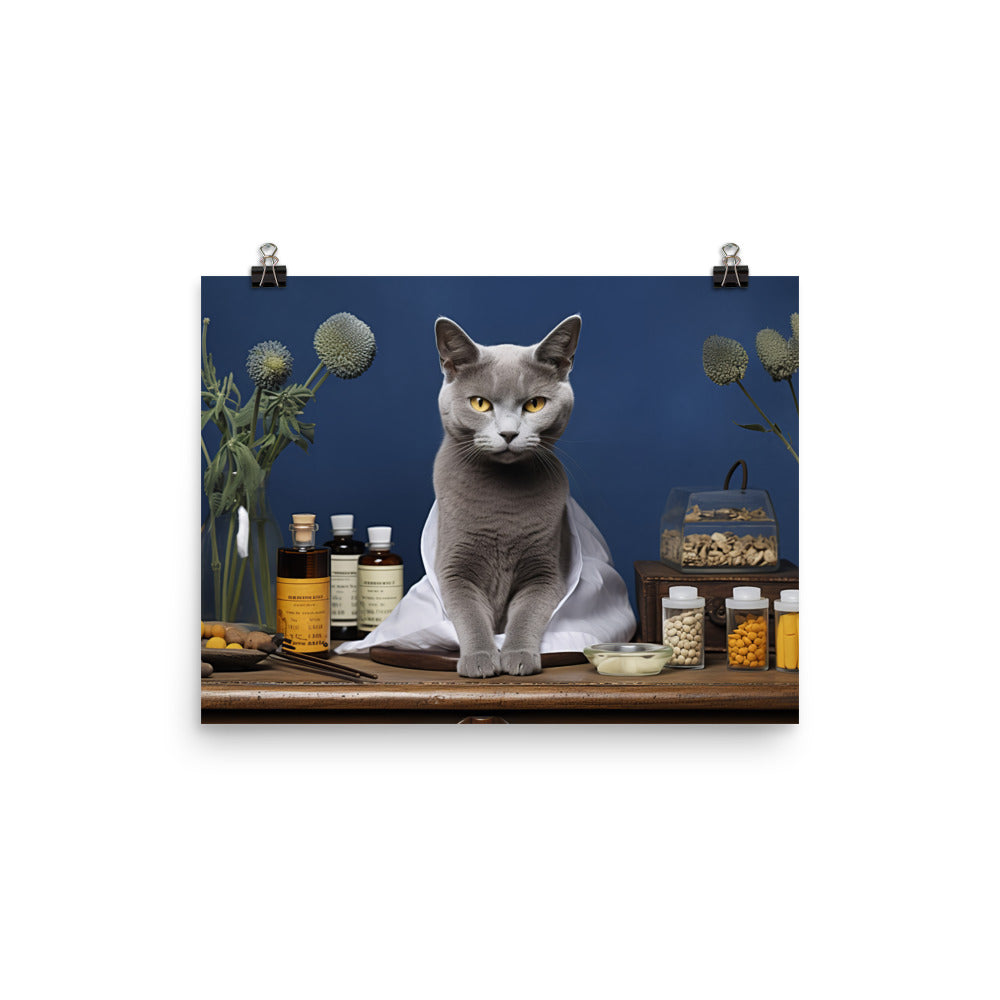 Russian Blue Pharmacist Photo paper poster - PosterfyAI.com